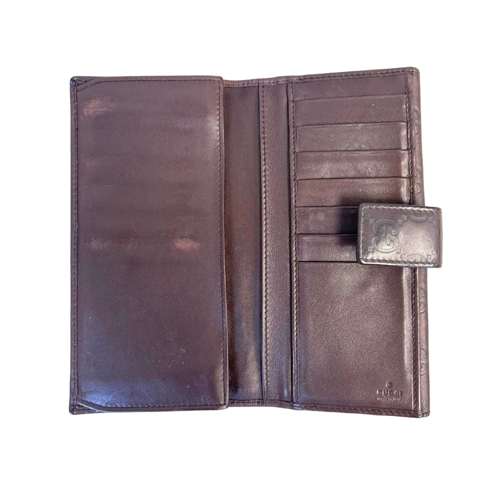 Gucci Brown Leather Monogrammed Wallet