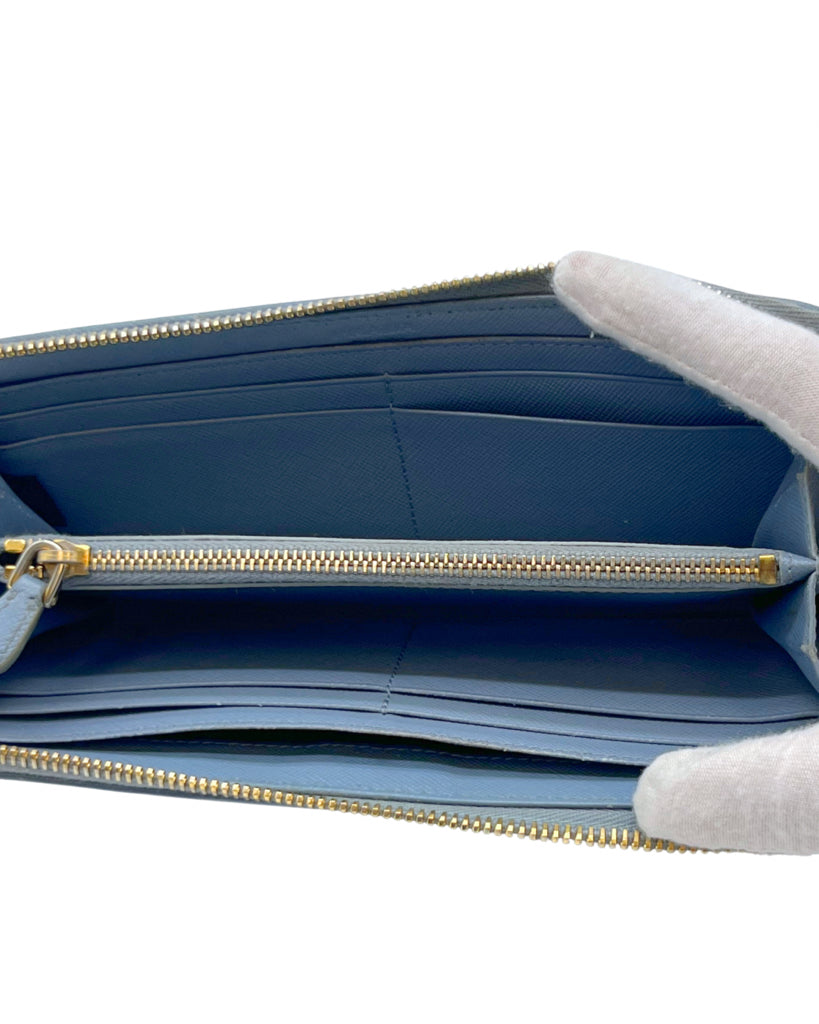 Prada Leather Diamond Zip Wallet