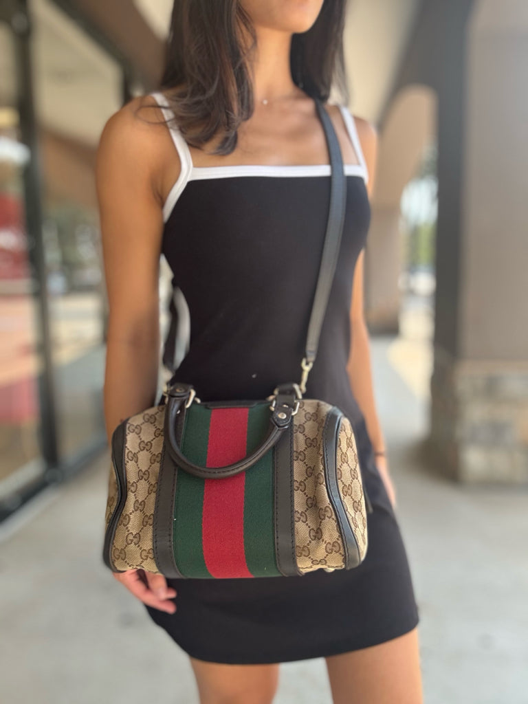 Gucci Monogram Boston Bag with Strap