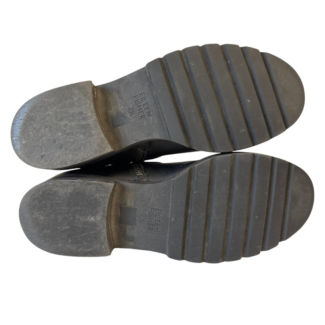 Eileen Fisher Size 7.5 Black Moto Boots