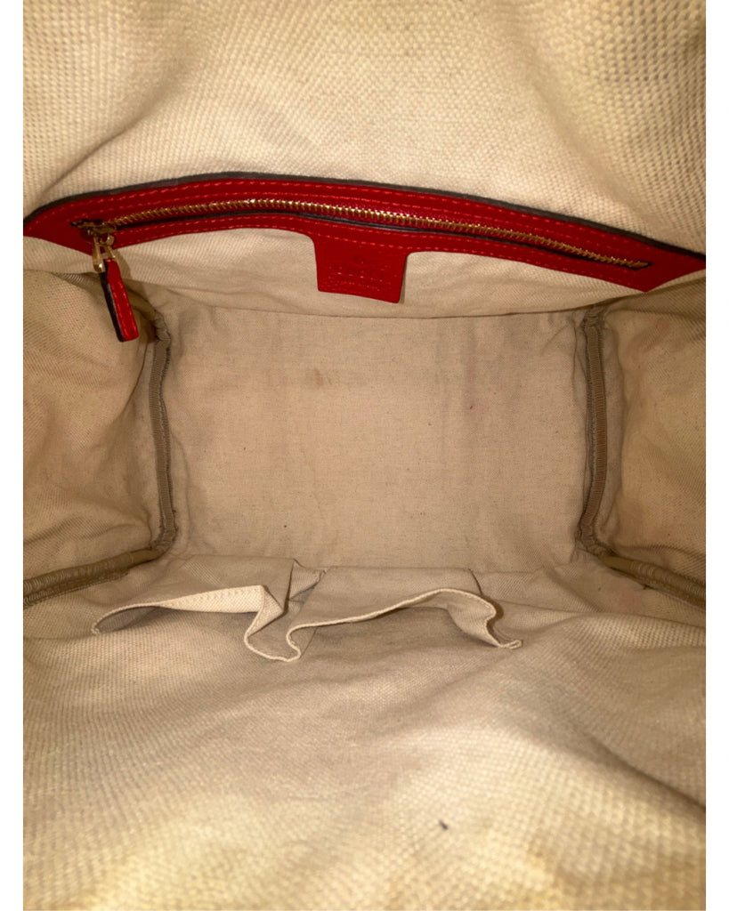 Gucci Red Leather Boston Bag