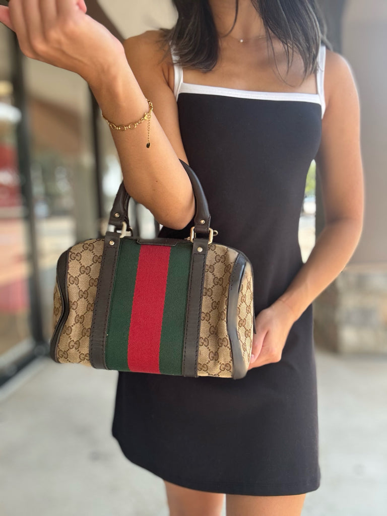 Gucci Monogram Boston Bag with Strap