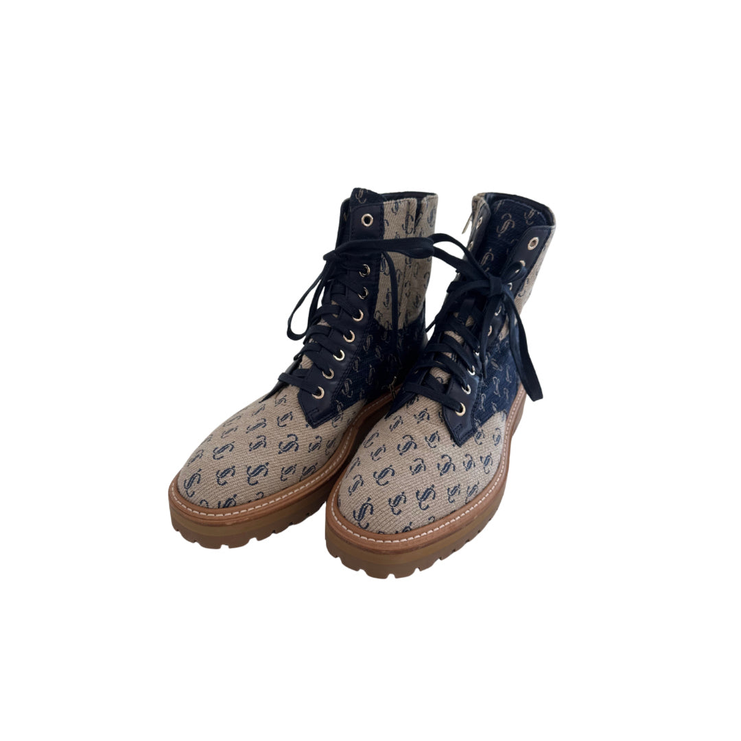 Jimmy Choo Size 41.5 Jacquard Cora Flat Boots