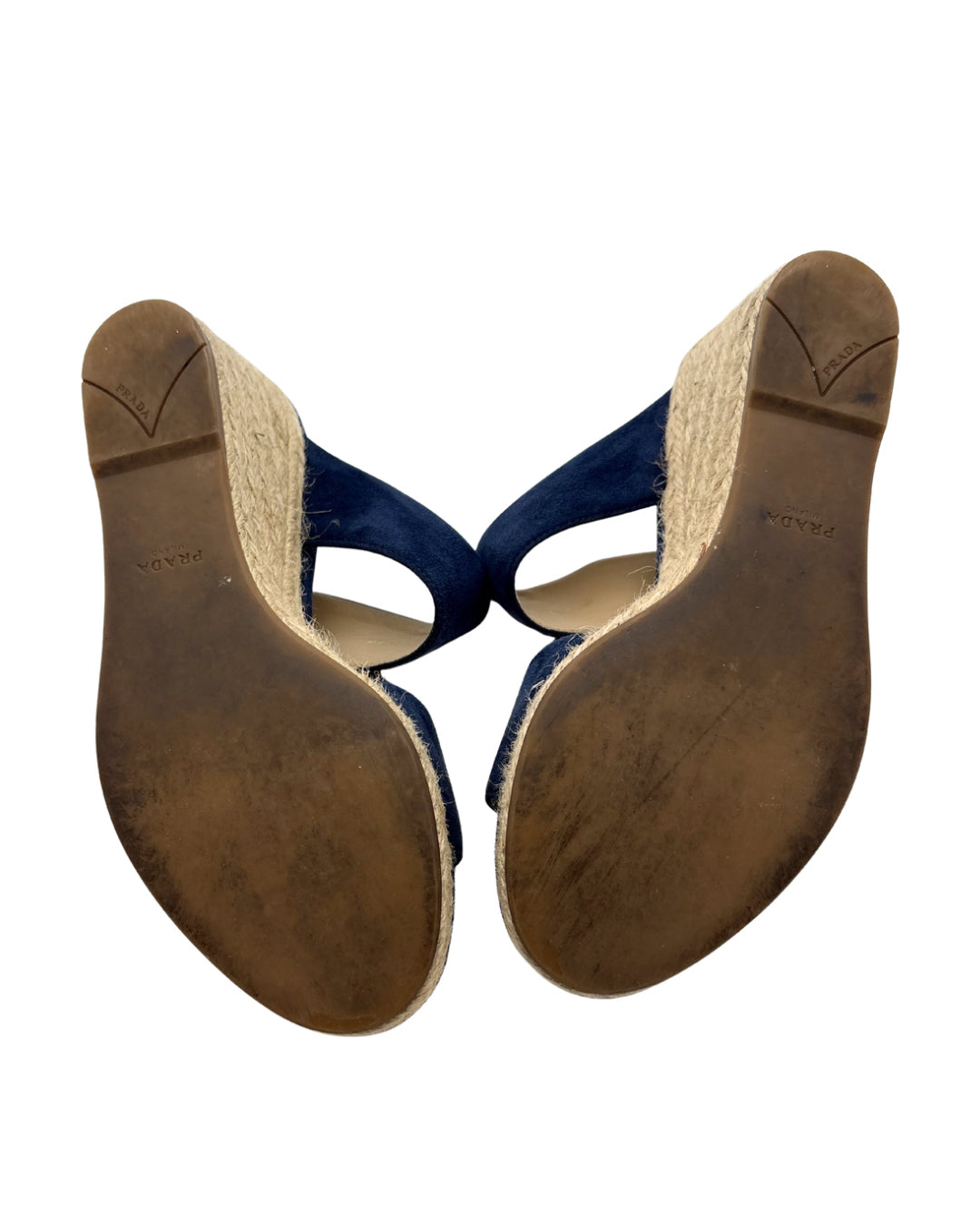 Prada Suede Espadrille Wedge Sandals