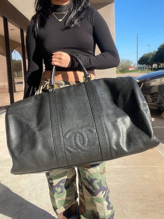**RECENT MARKDOWN** Chanel Black Leather Duffle