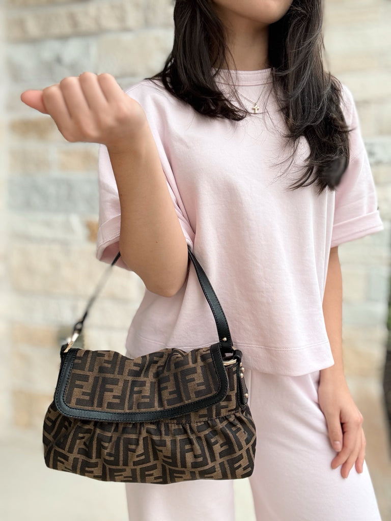 Fendi Monogram Baguette Shoulder Bag
