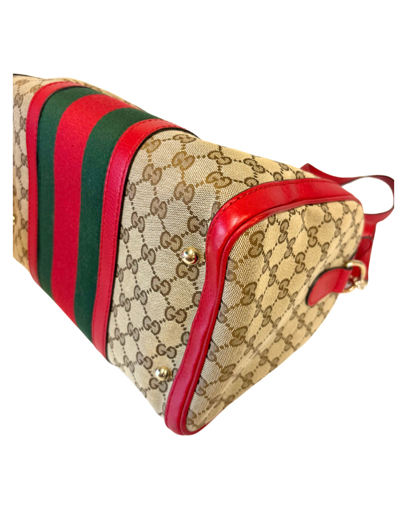 Gucci Red Leather Boston Bag