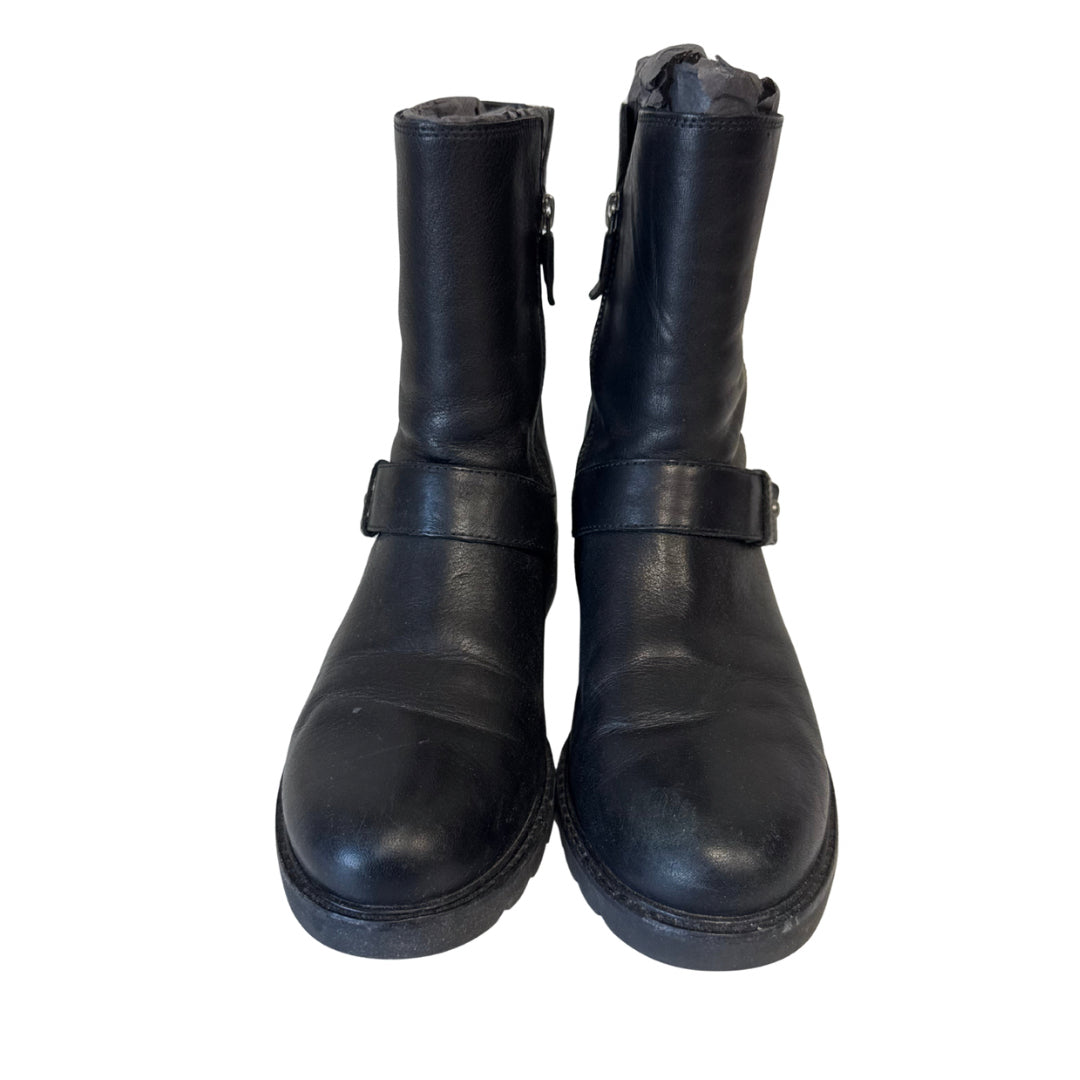 Eileen Fisher Size 7.5 Black Moto Boots