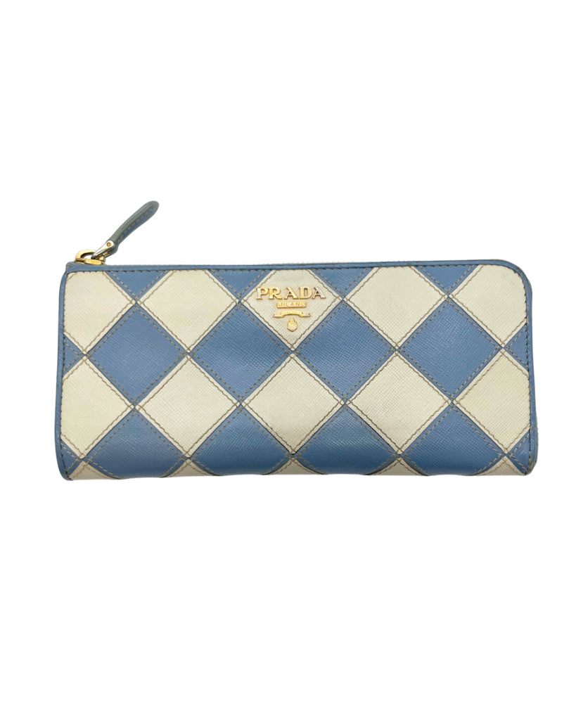 Prada Leather Diamond Zip Wallet