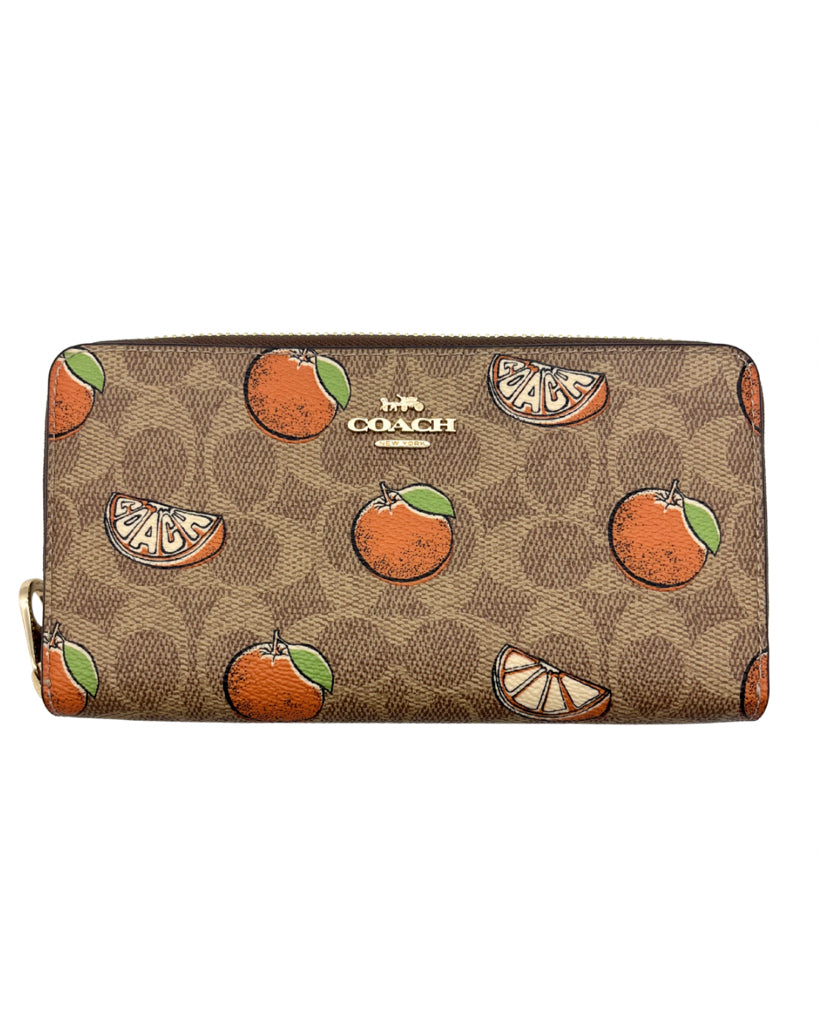 Coach Monogramed  Orange Zippy Wallet