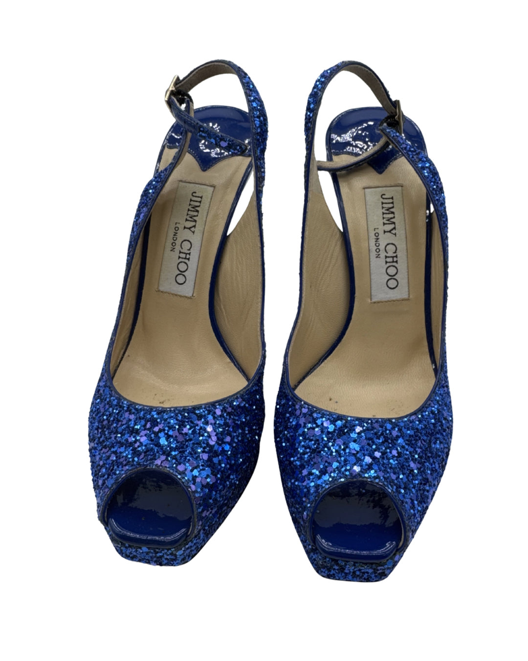 Jimmy Choo Size 36 Blue Glitter Stilettos