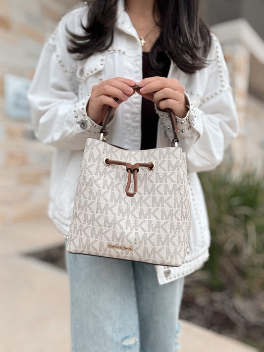 Michael Kors White Bucket Bag