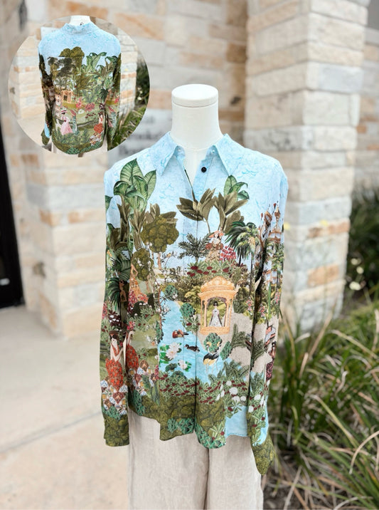 Alice & Olivia Size Large Multi-Color Top 100% Silk