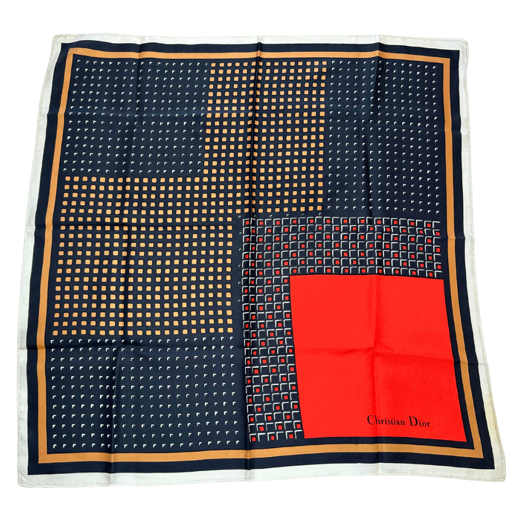 Christian Dior Red Sqaure Design Scarf