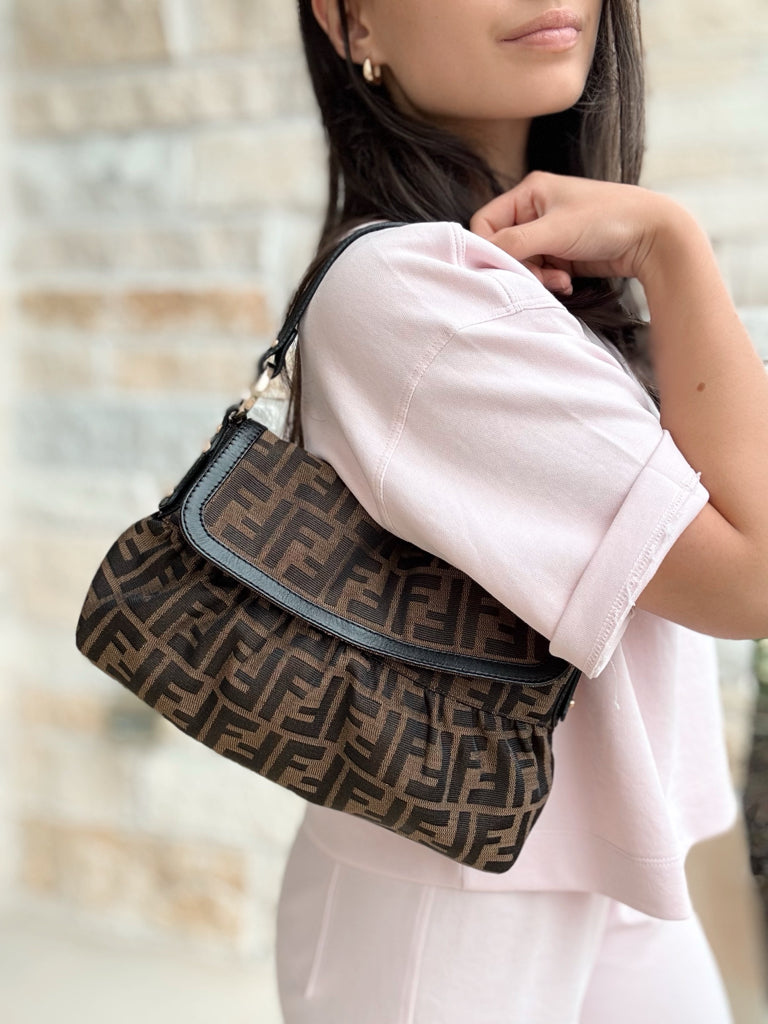 Fendi Monogram Baguette Shoulder Bag