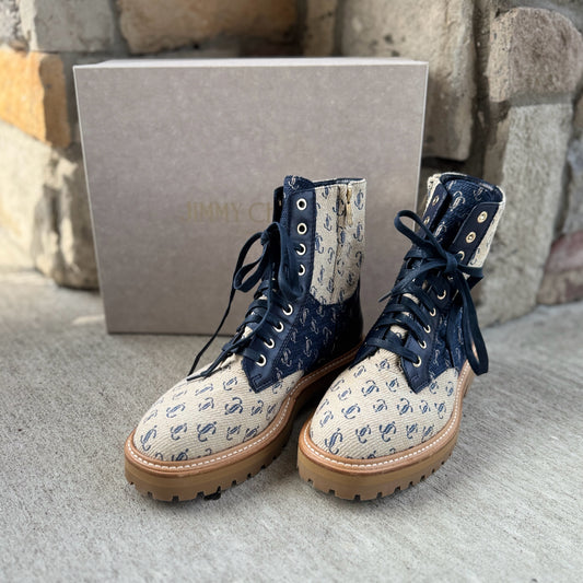 Jimmy Choo Size 41.5 Jacquard Cora Flat Boots