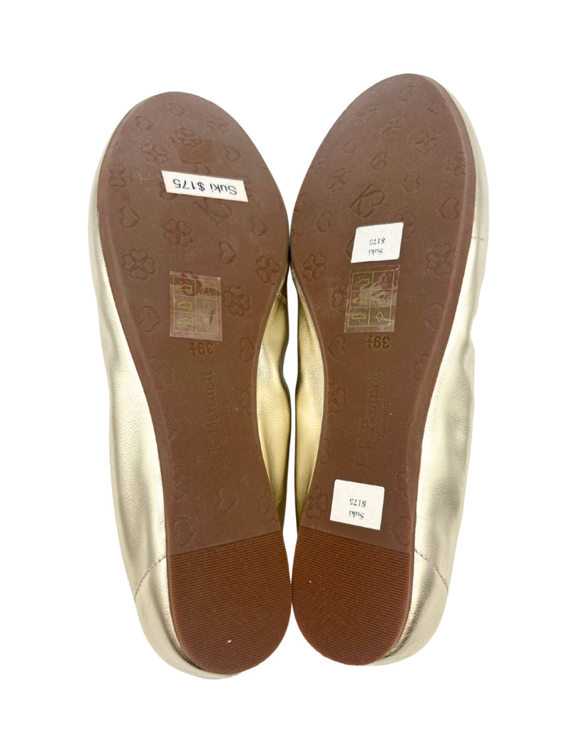 LK Bennett Size 39.5 Gold Flats