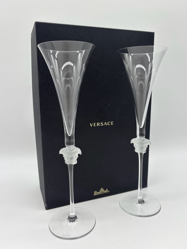 Versace Crystal Champagne Flute Set
