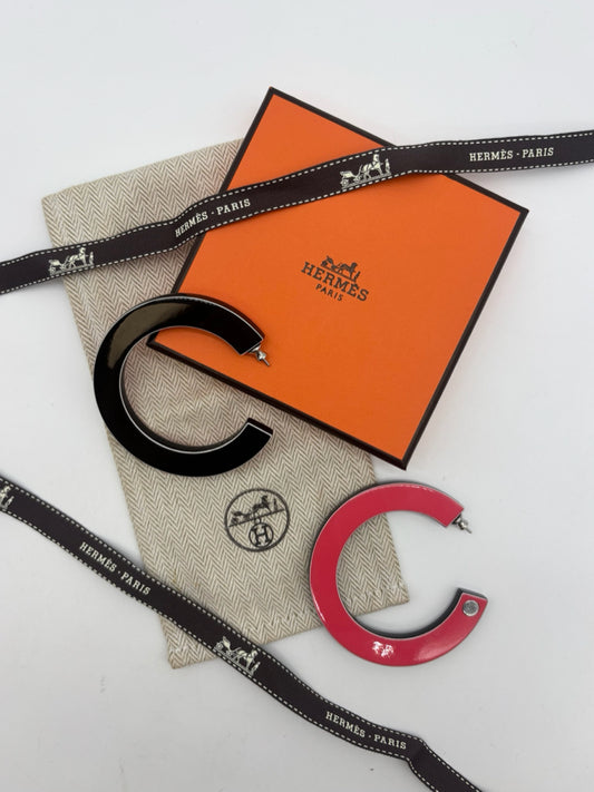 Hermes Enamel Variation Hoop Earrings