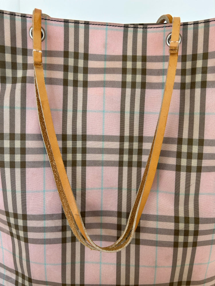 **RECENT MARKDOWN** Burberry Pink Plaid Tall Tote Bag