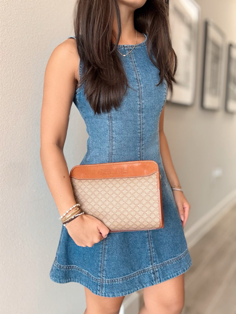 Celine Brown Monogrammed Clutch
