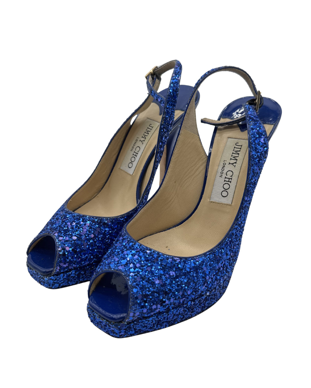 Jimmy Choo Size 36 Blue Glitter Stilettos
