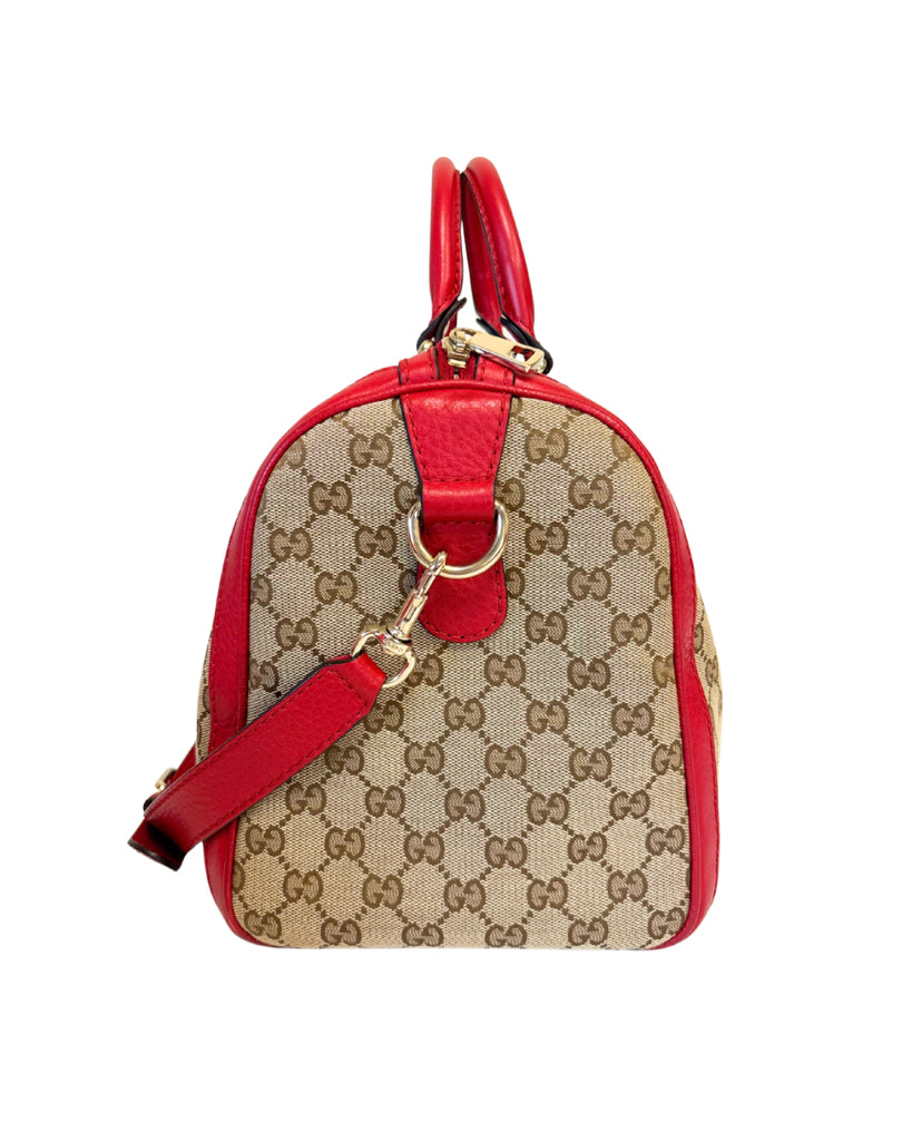 Gucci Red Leather Boston Bag