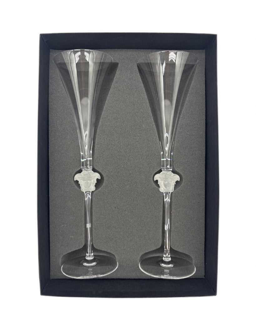 Versace Crystal Champagne Flute Set