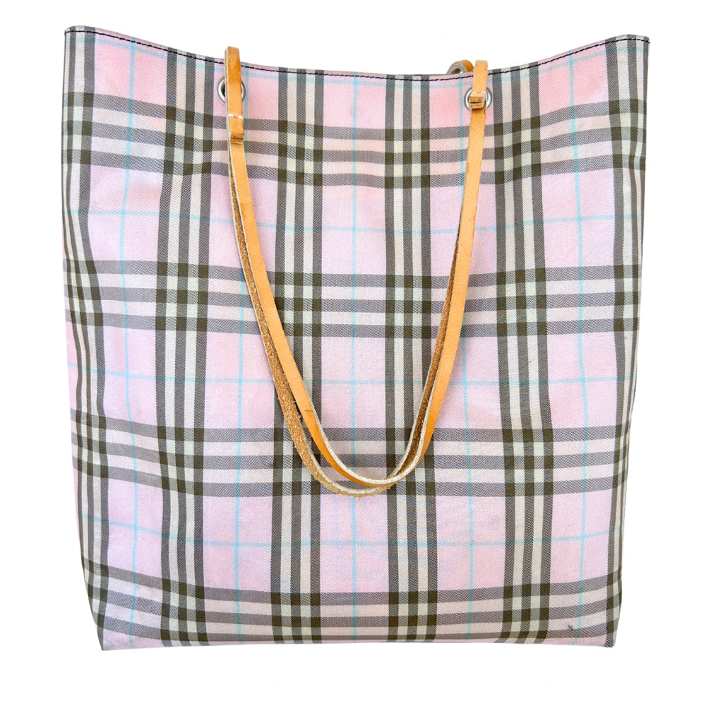 **RECENT MARKDOWN** Burberry Pink Plaid Tall Tote Bag