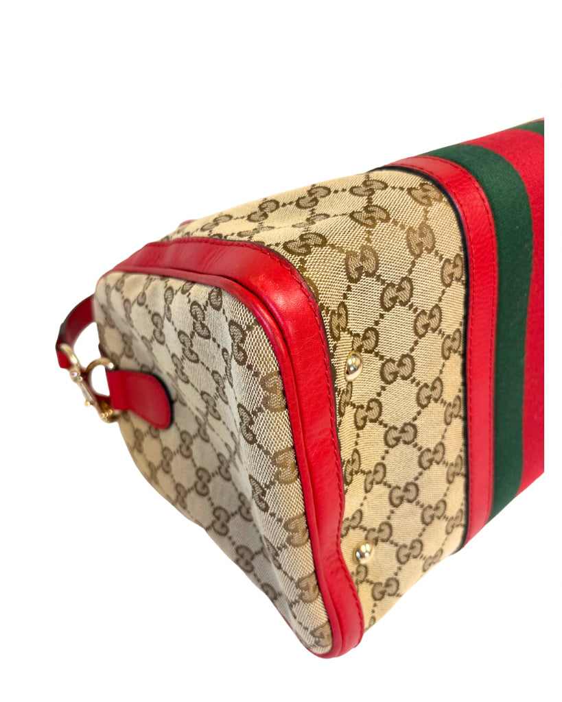 Gucci Red Leather Boston Bag