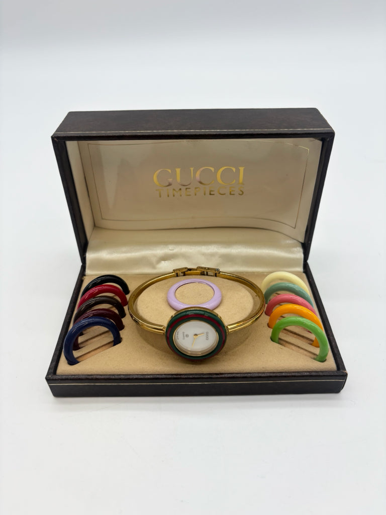 Gucci Gold Bangle Watch 12 Changable Bezels