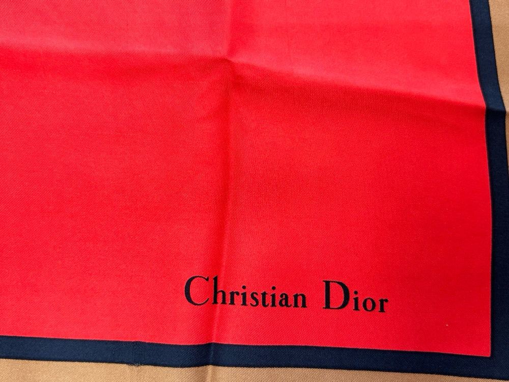 Christian Dior Red Sqaure Design Scarf