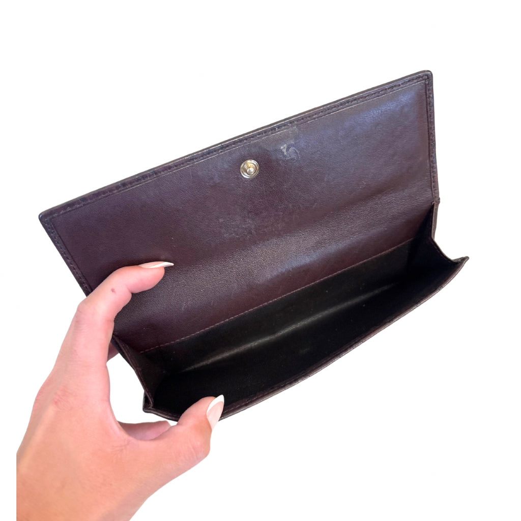 Gucci Brown Leather Monogrammed Wallet