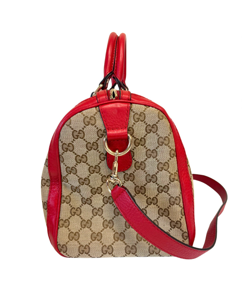 Gucci Red Leather Boston Bag