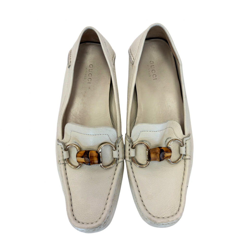 Gucci White Size 7.5 Bamboo Loafers / Fits true to size