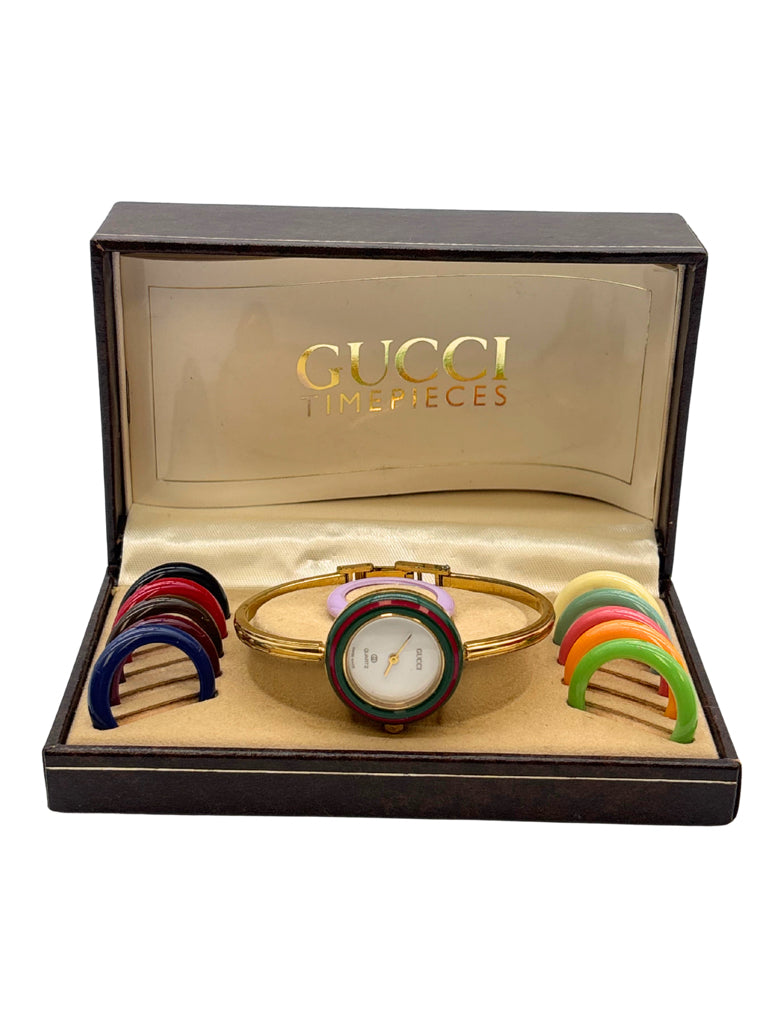 Gucci Gold Bangle Watch 12 Changable Bezels