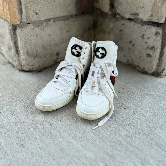 Gucci Size 38.5 White High Top Sneakers