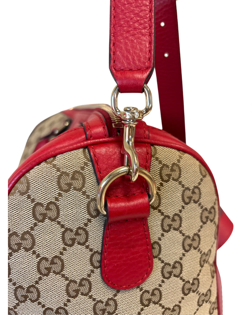 Gucci Red Leather Boston Bag