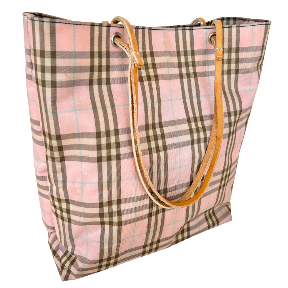 **RECENT MARKDOWN** Burberry Pink Plaid Tall Tote Bag