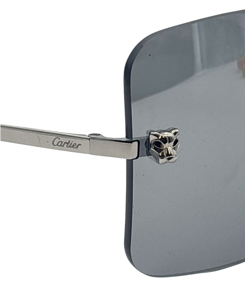 Cartier Panthère Rimless Ruthenium Shield Sunglasses