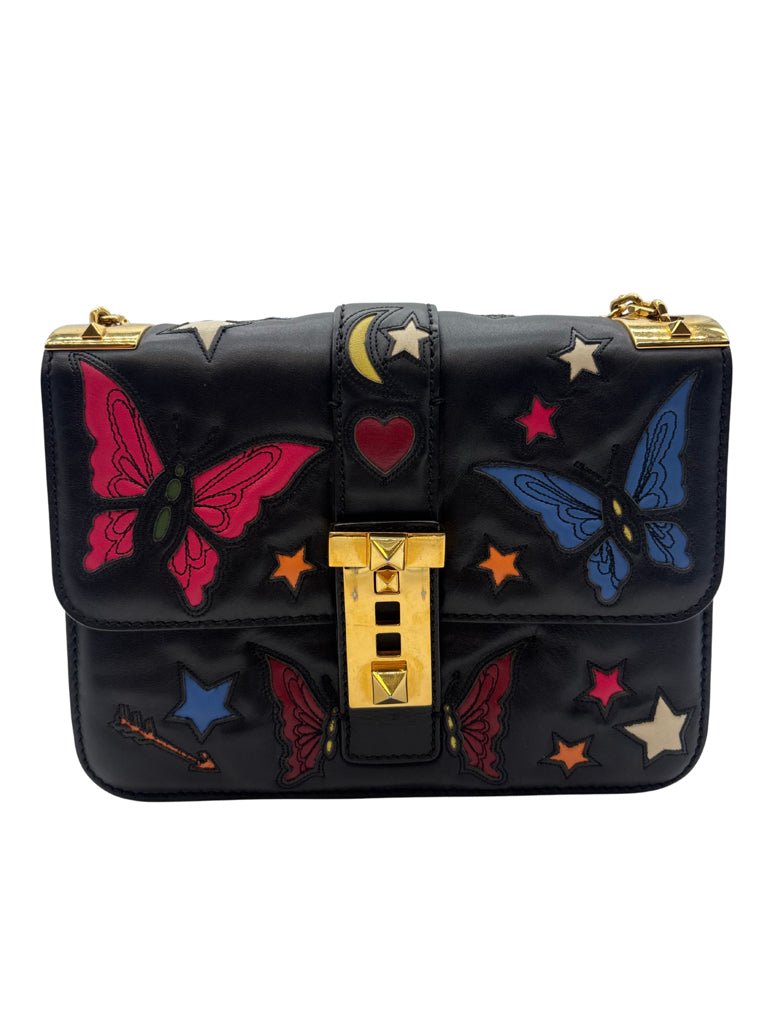 Valentino Black Butterfly & Star Flap Bag