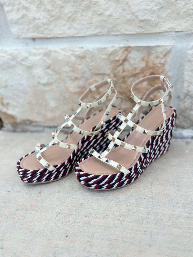 Valentino Size 39 Red, White, and Blue Espadrilles