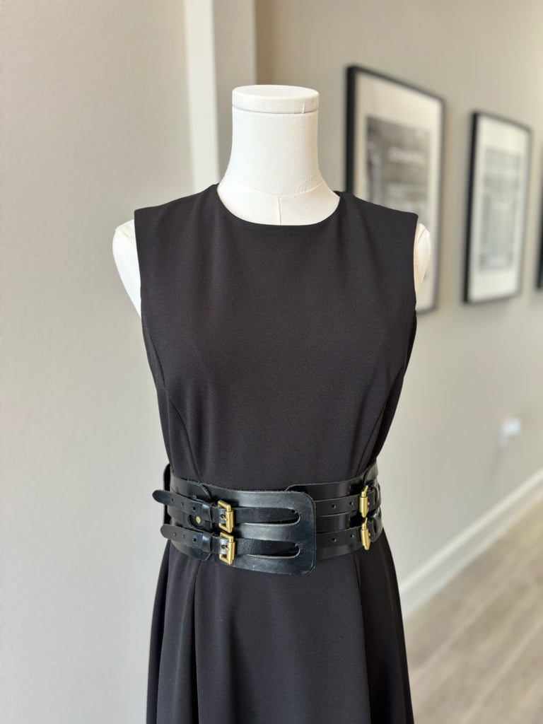 ETRO Black Leather Strappy Belt Size 32