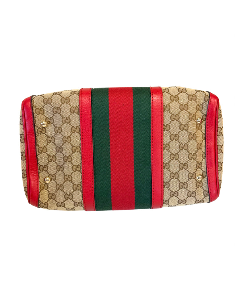 Gucci Red Leather Boston Bag