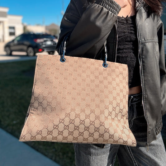 Gucci Monogram Bamboo Tote