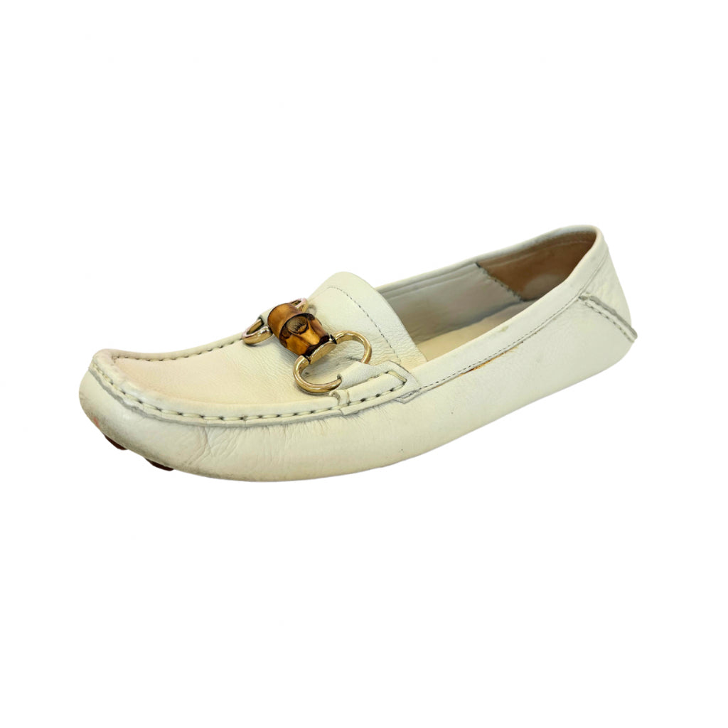 Gucci White Size 7.5 Bamboo Loafers / Fits true to size