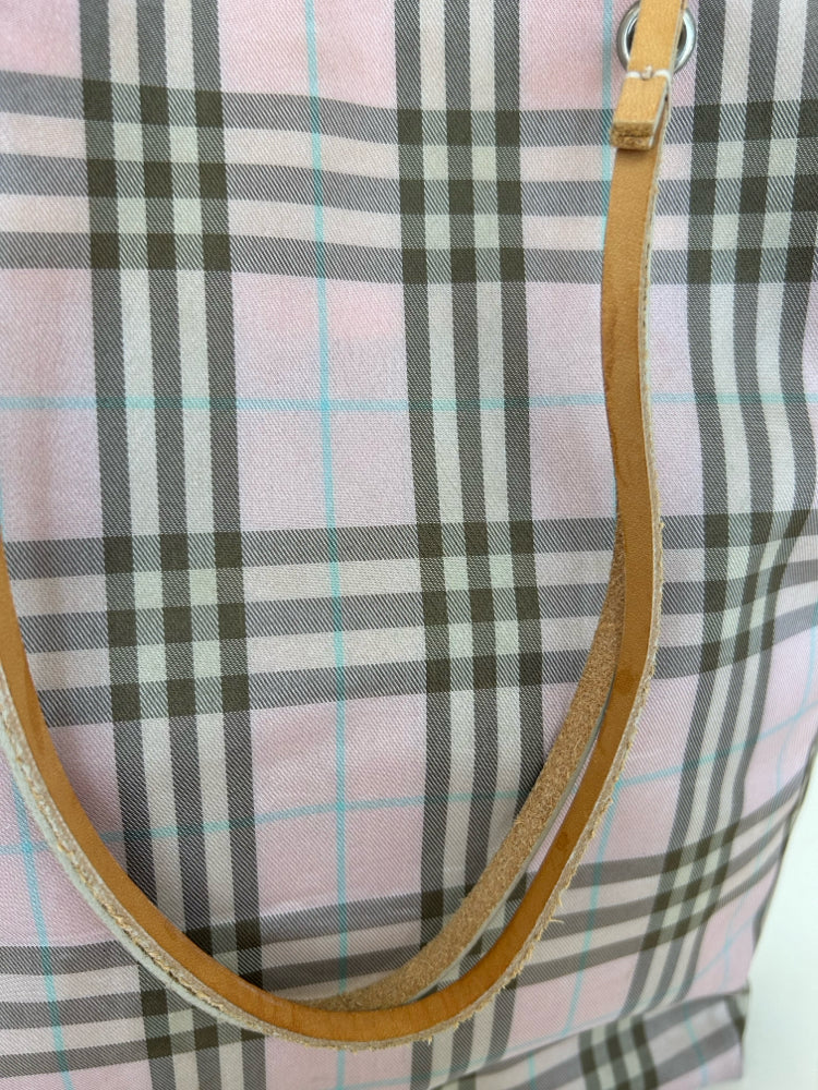 **RECENT MARKDOWN** Burberry Pink Plaid Tall Tote Bag