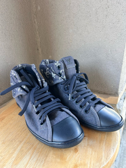 Louis Vuitton Size 36.5  Denim Lace Up Sneakers