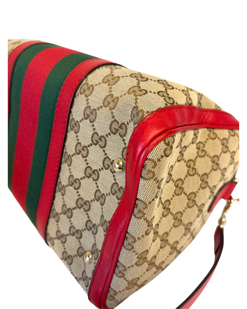Gucci Red Leather Boston Bag