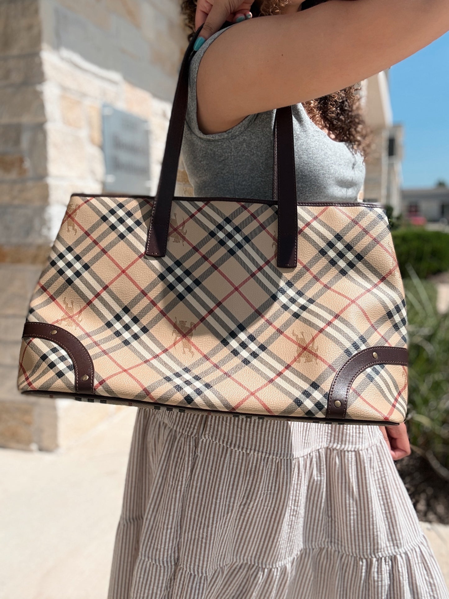 Burberry Monogram Haymarket Tote